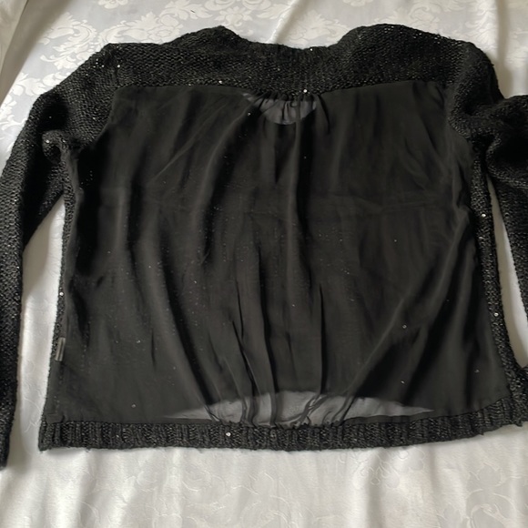 RDI V neck pullover sweater black with sequins and sheer back Sz M - Picture 7 of 7